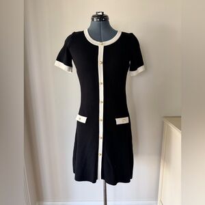 Taylor Black Mini Dress with White Trim